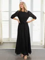 A-line/Princess Bateau Floor-Length Chiffon 3/4 Sleeves Keyhole Mother of the Bride Dresses
