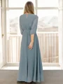 A-line/Princess Bateau Floor-Length Chiffon 3/4 Sleeves Keyhole Mother of the Bride Dresses