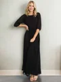 A-line/Princess Bateau Floor-Length Chiffon 3/4 Sleeves Keyhole Mother of the Bride Dresses