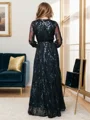 A-line/Princess Bateau Floor-Length 3/4 Sleeves Keyhole Mother of the Bride Dresses