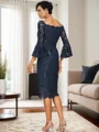 Sheath/Column Scoop Tea-Length Lace 3/4 Sleeves Back Zip Mother of the Bride Dresses