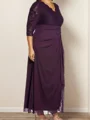 A-line/Princess 30D Chiffon V-neck Long Sleeves Ankle-Length Mother of the Bride Dress