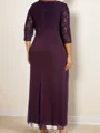 A-line/Princess 30D Chiffon V-neck Long Sleeves Ankle-Length Mother of the Bride Dress