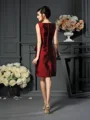 Sheath/Column Scoop Knee-Length Taffeta Mother of the Bride Dresses With Pleats