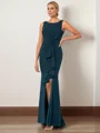 Sheath/Column Stretch Crepe Scoop Sleeveless Floor-Length Mother of the Bride Dress