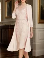 Sheath/Column Chiffon Scoop 3/4 Sleeves Knee-Length Mother of the Bride Dress