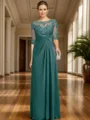 A-line/Princess Chiffon Scoop 1/2 Sleeves Floor-Length Mother of the Bride Dress
