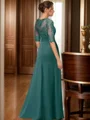 A-line/Princess Chiffon Scoop 1/2 Sleeves Floor-Length Mother of the Bride Dress