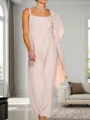 Sheath/Column Stretch Crepe Scoop 3/4 Sleeves Ankle-Length Mother of the Bride Dress
