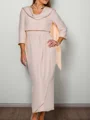 Sheath/Column Stretch Crepe Scoop 3/4 Sleeves Ankle-Length Mother of the Bride Dress