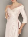 Sheath/Column Satin V-neck 3/4 Sleeves Knee-Length Mother of the Bride Dress