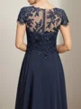 A-line/Princess Chiffon Scoop Short Sleeves Ankle-Length Mother of the Bride Dress