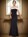 Sheath Off-the-Shoulder Floor-Length Stretch Crepe Mother of the Bride Dress