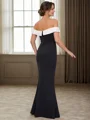 Sheath Off-the-Shoulder Floor-Length Stretch Crepe Mother of the Bride Dress