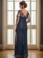 Sheath Scoop 3/4 Sleeves Floor-Length Lace Mother of the Bride Dress