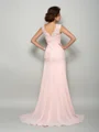 Trumpet/Mermaid Scoop Sweep Train Chiffon Mother of the Bride Dresses With Beading