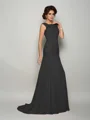 Trumpet/Mermaid Scoop Sweep Train Chiffon Mother of the Bride Dresses With Beading
