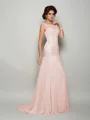 Trumpet/Mermaid Scoop Sweep Train Chiffon Mother of the Bride Dresses With Beading