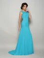 Trumpet/Mermaid Scoop Sweep Train Chiffon Mother of the Bride Dresses With Beading