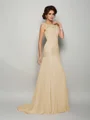 Trumpet/Mermaid Scoop Sweep Train Chiffon Mother of the Bride Dresses With Beading