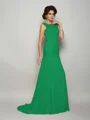 Trumpet/Mermaid Scoop Sweep Train Chiffon Mother of the Bride Dresses With Beading