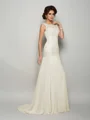 Trumpet/Mermaid Scoop Sweep Train Chiffon Mother of the Bride Dresses With Beading