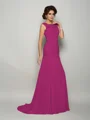 Trumpet/Mermaid Scoop Sweep Train Chiffon Mother of the Bride Dresses With Beading