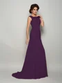 Trumpet/Mermaid Scoop Sweep Train Chiffon Mother of the Bride Dresses With Beading