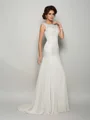 Trumpet/Mermaid Scoop Sweep Train Chiffon Mother of the Bride Dresses With Beading