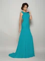 Trumpet/Mermaid Scoop Sweep Train Chiffon Mother of the Bride Dresses With Beading