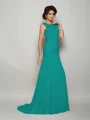 Trumpet/Mermaid Scoop Sweep Train Chiffon Mother of the Bride Dresses With Beading