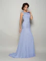 Trumpet/Mermaid Scoop Sweep Train Chiffon Mother of the Bride Dresses With Beading