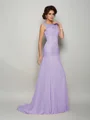 Trumpet/Mermaid Scoop Sweep Train Chiffon Mother of the Bride Dresses With Beading