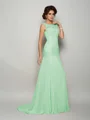 Trumpet/Mermaid Scoop Sweep Train Chiffon Mother of the Bride Dresses With Beading