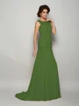 Trumpet/Mermaid Scoop Sweep Train Chiffon Mother of the Bride Dresses With Beading