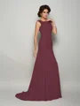 Trumpet/Mermaid Scoop Sweep Train Chiffon Mother of the Bride Dresses With Beading
