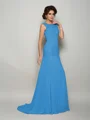 Trumpet/Mermaid Scoop Sweep Train Chiffon Mother of the Bride Dresses With Beading