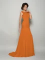 Trumpet/Mermaid Scoop Sweep Train Chiffon Mother of the Bride Dresses With Beading