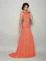 Trumpet/Mermaid Scoop Sweep Train Chiffon Mother of the Bride Dresses With Beading