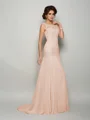 Trumpet/Mermaid Scoop Sweep Train Chiffon Mother of the Bride Dresses With Beading