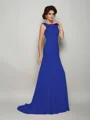 Trumpet/Mermaid Scoop Sweep Train Chiffon Mother of the Bride Dresses With Beading