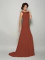 Trumpet/Mermaid Scoop Sweep Train Chiffon Mother of the Bride Dresses With Beading
