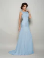 Trumpet/Mermaid Scoop Sweep Train Chiffon Mother of the Bride Dresses With Beading