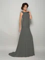 Trumpet/Mermaid Scoop Sweep Train Chiffon Mother of the Bride Dresses With Beading