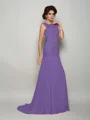 Trumpet/Mermaid Scoop Sweep Train Chiffon Mother of the Bride Dresses With Beading