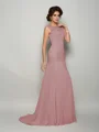 Trumpet/Mermaid Scoop Sweep Train Chiffon Mother of the Bride Dresses With Beading