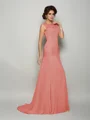 Trumpet/Mermaid Scoop Sweep Train Chiffon Mother of the Bride Dresses With Beading