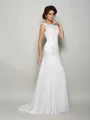 Trumpet/Mermaid Scoop Sweep Train Chiffon Mother of the Bride Dresses With Beading