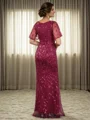 Sheath V-neck Short Sleeves Floor-Length Lace Mother of the Bride Dress
