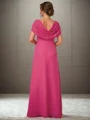 A-line Scoop Short Sleeves Appliques Lace Floor-Length Chiffon Mother of the Bride Dress